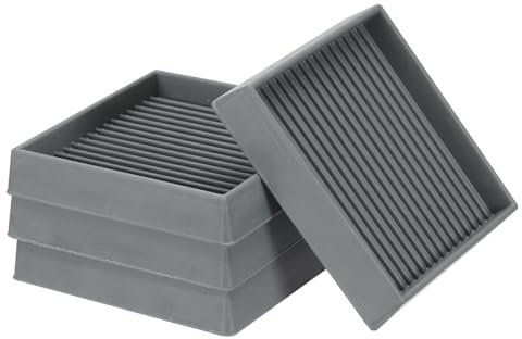 PATIKIL 3x3 Square Rubber Furniture Pads, 4 Pack Non Slip Caster Cups Anti Skid Floor Protectors for Furniture Feet Bed Couch Chair Table Stopper, Grey