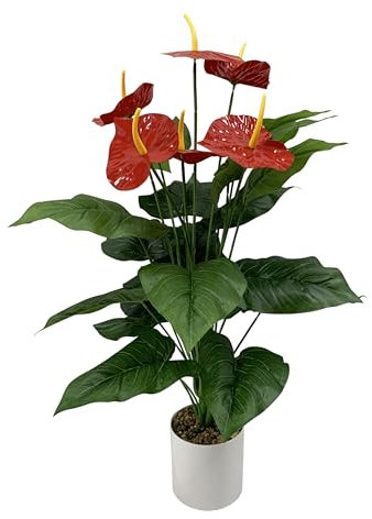 Artificial Flamingo Flower - 85cm - Realistic with Pot - Palm Tree, Monstera, Fern - Artificial Plant for Home & Office - Decoration & Gift Idea