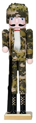 Eladcncmc Weihnachtsfigur, Holzdekoration, Statue für Büro, Soldat, Desktops, Ornament, Tischdekoration, Skulptur