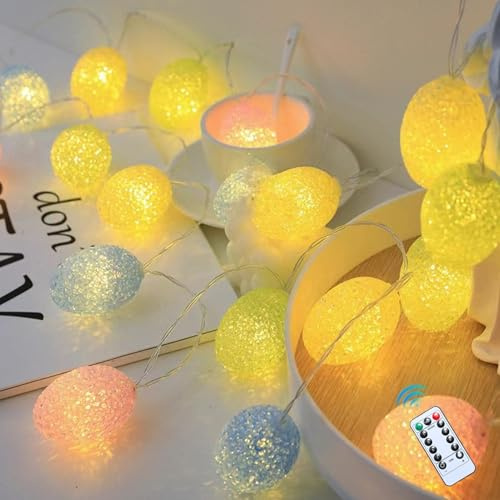 Lichterkette Ostern,3M 20 LED Ostereier Lichterkette mit Timer,Wasserdicht Lichterkette Frühling,Osterdeko Ostereier zum Aufhängen Batteriebe,Osterlichterkette LED Osterbeleuchtung Innen Außen (3m)