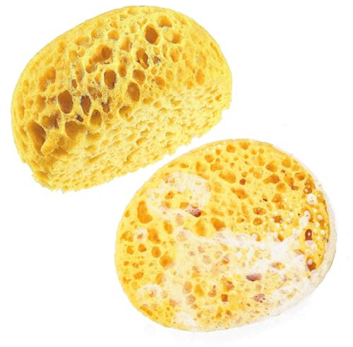 2 PCS 2X Large Soft Honeycomb Bath Sponges,Extra Large Luxury Bath Sponge,Puff Sea Sponge,Sponges Bath for Skin Care(Yellow)