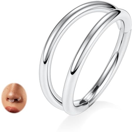 AROWRO Doppelter Nasenring G23 Titan Septum Piercing Conch Helix Daith Rook Tragus Knorpel Nasenpiercing Schmuck Lippenring 20G 18G 16G