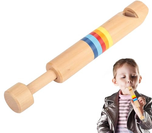 Flûte pour en Bois – Fipple, Push – Pull Musical Toy | Instrument Artisanal Fait à la Main, sifflet Coulissant interactif, développement précoce des compétences motrices Fines et sensibles