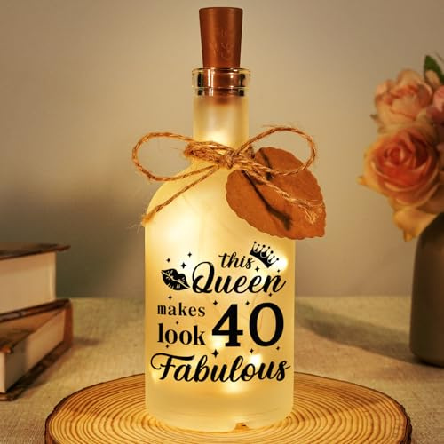 Sayregifty 40th Birthday Gifts for Women, 40th Birthday Gifts, Bottle Light | Night Lights, Presents For Mum Bestie Friend Sister Wife Female, 40th Birthday Gift Ideas Bedroom Living Room Desktop