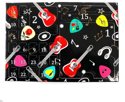 Leilaohu Gitarren Plektrum Adventskalender Gitarren Zubehör Advent Calendar Mit 20 Plektren Aus Zelluloid Und Holz,2 Oud Plektrenmetalldose 1pc