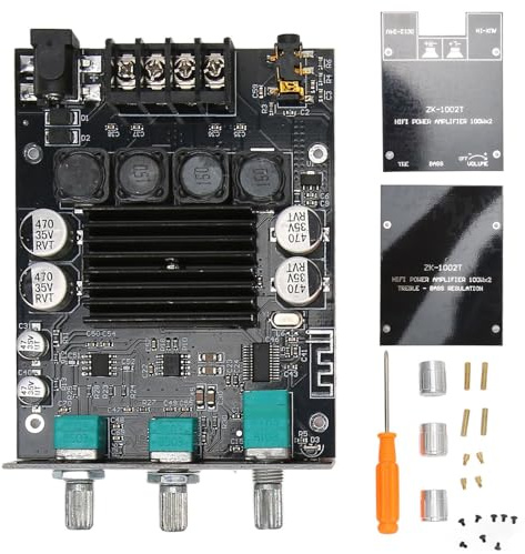 Oumefar BT 5.0 Power Amplifier Module Dual Channel Subwoofer 100Wx2 Sound Amplifier Board for Home Theater PCBCover Plate Base Plate Knob Set Screws for Audiophiles