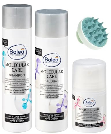 BaleaPROFESSIONAL Molecular Care Kit per la cura dei capelli: Shampoo Molecular Care, 250 ml + balsamo Molecular Care, 200 ml + maschera Leave-In Molecular Care, 50 ml + spazzola per cuoio capelluto