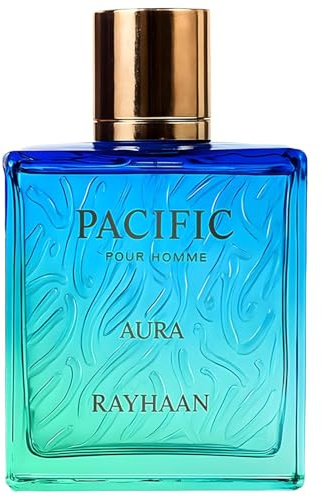 Rayhaan Pacific Aura Eau de Parfum für Herren 100ml – Frischer, moderner Männerduft mit aquatischen Noten | Leicht, elegant & gepflegt met Kajal Sticker