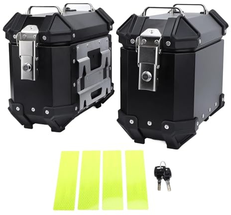 ATEHDEN Valise latérale Rigide pour Moto 18 L en Alliage d'aluminium avec Serrure de sécurité et poignée Top Case Moto Motos Tail Box(Black)