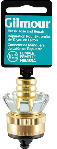Gilmour 5/8 Female Brass Hose Clinch Mender Coupling, Heavy Duty Metal Water Hose Repair Kit, Garden Hose Repair Fitting