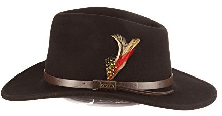 SCALA Herren Knautschbarer Filz, Outback Hut, Schwarz, 58