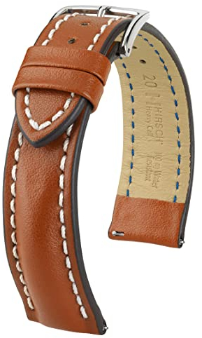 HIRSCH Herren Uhrenarmband Kalbsleder Modell Heavy Calf 20 mm Goldbraun