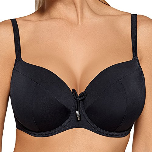 AVA Damen Bikini Oberteil Bademode Musterlos Bügel Regulierbar SK-13, Schwarz,70J