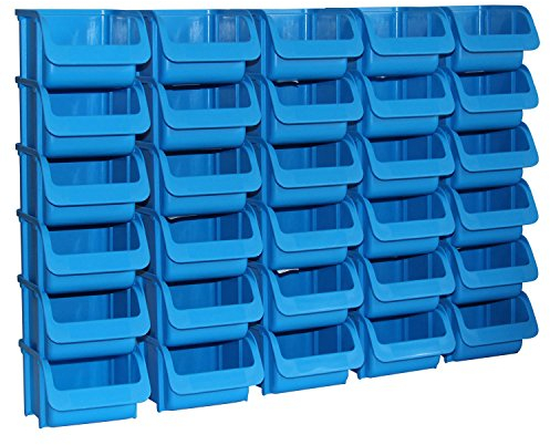 BAUPROFI 30er Set Sichtboxen Werkstatt-Lagerboxen, Transparente Lagerboxen, Polypropylen, Blau, Made in Germany