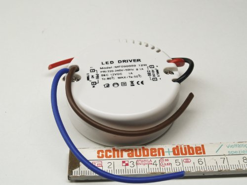 LED Elektronischer Transformator 12Volt 12Watt - Rund, passend für Schalterdosen
