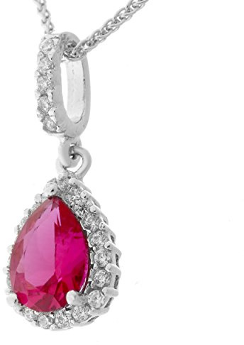 Orphelia Damen-Anhänger met Kette 925 Silber rhodiniert Zirkonia rot Brillantschliff-ZH-7226/RU