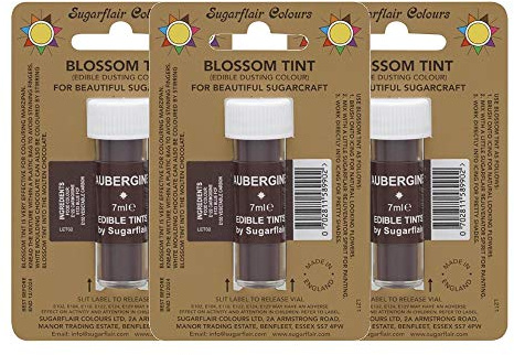 3 x Sugarflair Aubergine Edible Blossom Tints Food Colour Colouring Dust Powder