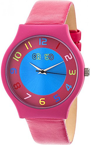 Crayo Ladies Jubilee Faux Leather Watch (Hot Pink), Hot Pink, Quartz Movement