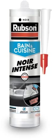 Rubson | Mastic Bain & Cuisine Noir Intense (cartouche de 280 ml) – Joint silicone multi-matériaux renforcé en antifongiques – Mastic sanitaire coloré, souple & étanche
