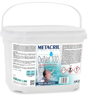 Metacril OxiNet 100, Oxígeno Activo, tabletas de 100 g, para Piscinas o spas - 3 KG