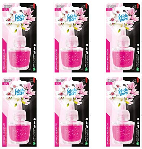 Fresh&More - 6 botellas de recambio para ambientador eléctrico (19 ml), diseño de magnolia y flor de cerezo