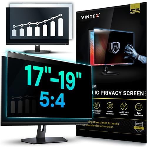 Universal 17-19 - 17, 17.1, 18.1, 19 - 5:4 Aspect Ratio - Computer Privacy Screen Filter for Widescreen Computer Monitors - 15.3 x 12.6 = 390 x 320 mm - Monitor Frame Hanging Type