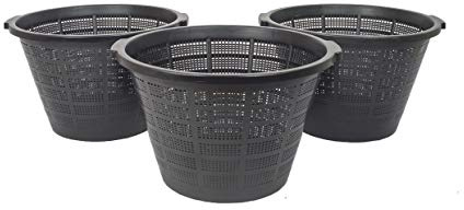 3 Pflanzkörbe XXL 40 cm Wasserpflanzenkorb für Gartenteich - Pflanzkorb gut für Anzucht Gewächshaus Teichpflanzen Seerosen Kunststoff Aquarium Pflanzen Korb Gartenteich Gewächshaus Zubehör