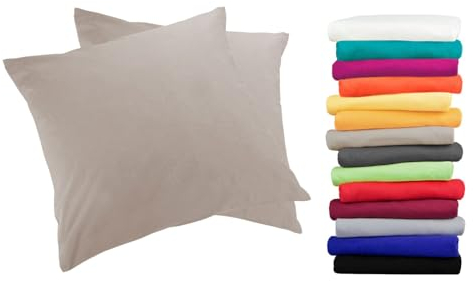 2er Pack MOON-Luxury Linon Kissenbezug 100% Baumwolle-taupe-80x80
