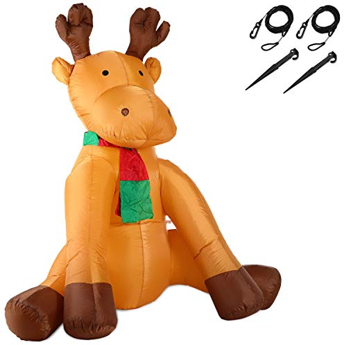 MONZANA® Aufblasbares Rentier 180cm LED Beleuchtet Befestigungsmaterial IP44 Außen Witterungsbeständig Weihnachtsdeko Weihnachtsfigur Christmas