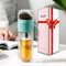 Little Bees Double Wall Glass Tea Bottle Portable Tea Tumbler with Infuser Leak-Proof Travel Mug 14oz Blue