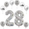 XL Folienballon 28 Geburtstag, Folienballon Zahl 28, Folienballon Zahl 28 Silber, Luftballons Zahl 28, Nummer 28 Luftballon Silber, Folienballon 32 Geburtstagsdeko Ballon Zahl 28