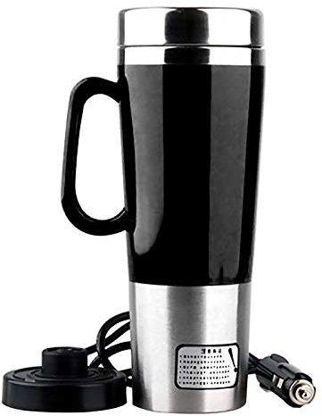 24V Bollitore Elettrico per Auto Portatile, 450ML Caldaia per acqua Potabile in tazza da Viaggio per auto in Acciaio Inossidabile per Acqua Tè Caffè Latte(24V)