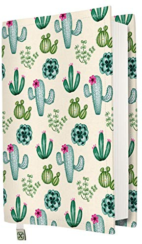 Couverture de livre - Couverture de livres durs pour livre, tissu lavable,imperméable,protecteur de livre - rembourré (Cactus M)
