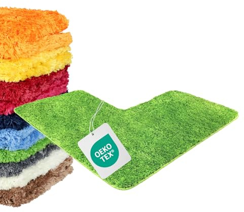 WohnDirect Eckbadematte 100x100cm Grün | Ideal für Eckduschen, 4 cm Florhöhe, erstklassige Verarbeitung, vielseitig einsetzbar, praktischer Alltagshelfer