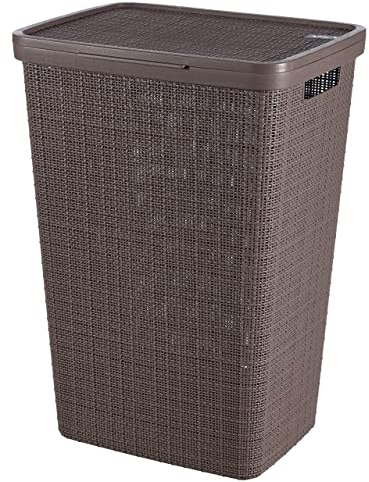 Curver Jute Woven Effect 70% Recycled Rectangular Laundry Hamper 58 Litres – Peppercorn