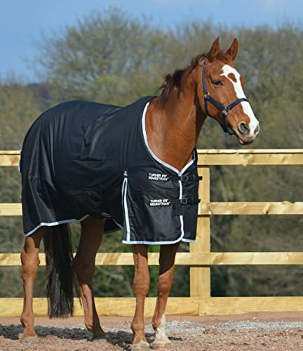 Turner Equestrian 100g Black 600d and 1200d Ripstop Horse Turnout Rugs 5'3-7'0 (7'0, Black (600 Denier))