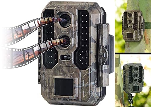 VisorTech Wildkamera Überwachung: 4K-Wildkamera mit Dual-Linse, IR-Nachtsicht, inkl. Akku-Solarpanel (Wildkamera Infrarot, Wildkamera mit Aufzeichnung, Überwachungscamera)
