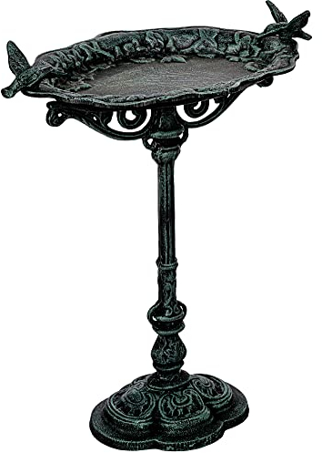 STILISTA Bain d'oiseaux sur Pied en Fonte, Choix de Couleurs et de modèles, Vert Antique