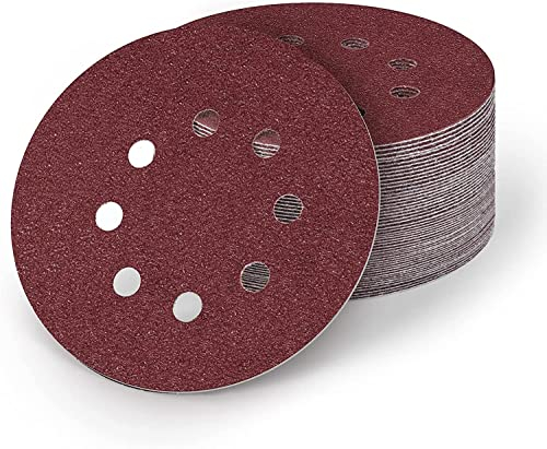 Dischi abrasivi da 115 mm, grana 40/80/120/240, 80 pezzi di carta vetrata da 115 mm, dischi per levigatrice orbitale (8 fori)
