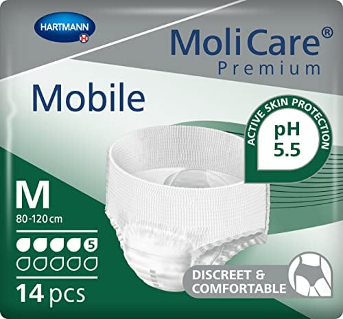 MoliCare Premium Mobile Einweg-Unterhosen: diskrete Anwendung für Damen und Herren mit Inkontinenz, 5 Tropfen, Größe M, 14 Stück