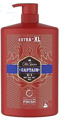 Old Spice Captain 3-in-1 Duschgel für Haar, Gesicht und Körper 1000 ml, langanhaltende Frische, Duft in Parfumqualität, Tiefenreinigung