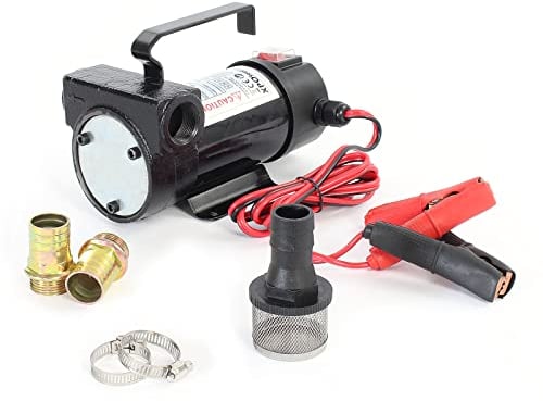 XPOtool Pompe diesel électrique à autoamorçage– 12 V / 155 W / 2400 l/h – avec Bornes de batterie et Interrupteur – pour Carburant Mazout Gazole – Vidange de liquide Extraction Drainage Transvasement