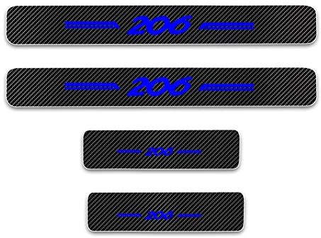 EAGLEG 4 Pièces Plaques Plinthes en Fibre de Carbone pour Peu-geot 206, Voiture Seuil de Porte Door Sill Contre Les Rayures Protection Accessoires,Blue