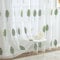 MIULEE Wohnzimmer Vorhänge Transparent mit Grün und Weiss Blätter Muster, Modern Stickerei Gardinen Ösen für Schlafzimmer Deko, 2er Set Schöne Blätter Muster Vorhang Fenster H 260 x B 140