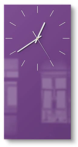 DEQORI Orologio in vetro | orizzontale 30 x 60 cm | tinta unita – viola | grande orologio XXL design in vetro | orologio da parete silenzioso per soggiorno e cucina | moderno attira l'attenzione da