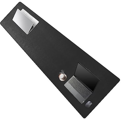 Cacoy 180x40 cm PU-Leder Schreibtischunterlage, Groß Gaming-Mauspad XXL, Multifunktionale große Schreibtischmatte, Wasserdichte Tischunterlage, Erweitertes Büro Schreibunterlage (Schwarz)