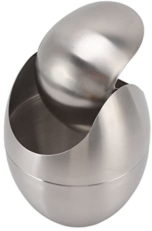 Obetuens Mini Poubelle avec Couvercle Une Poubelle de Bureau en Acier Inoxydable longue durée Mini Poubelle de Bureau avec Design Élégant en Forme D'Œuf Une Poubelle de Bureau Adaptée à la Maison