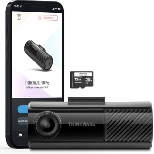 THINKWARE F70 PRO Dashcam 1080P Front, 140° Weitwinkel-Armaturenbrett-Kamerarekorder mit G-Sensor, gepuffert Parkmodus, Nachtsicht, 32GB WiFi Autokamera