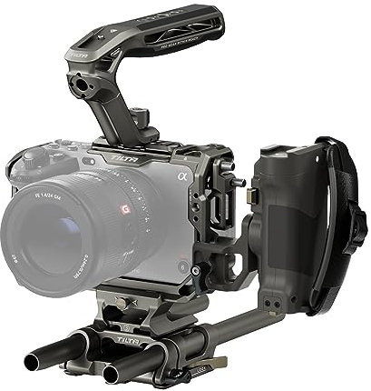 Tilta FX3 FX30 Cage, Full Camera Cage Compatible with Sony FX3/FX30 Pro Kit with HDMI Cable Clamp, Top Handle, Left Side Advanced Power Handle and 15mm LWS Baseplate - Titanium Gray TA-T16-C-TG
