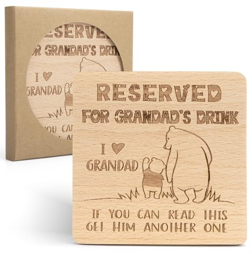 Dessous de verre pour grand-père, cadeaux pour grand-père, cadeaux de la part des petits-enfants, cadeaux de Noël, fête des pères, cadeaux d'anniversaire, sous-verre pour grand-père, 10 cm x 10 cm